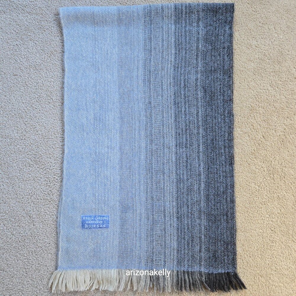 Handwoven Wool Scarf Atelje Carding Tweed Gradient Ombre Sweden Scandinavia - Picture 1 of 14